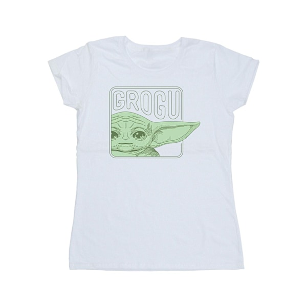 Star Wars Dam/Damer The Mandalorian Grogu Box Bomull T-Shir White M