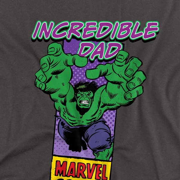 Marvel Comics Herr Incredible Dad Hulk Corner Box Fars Dag T-shirt Charcoal L