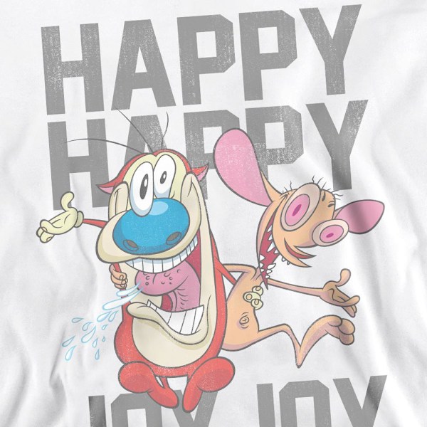 Ren & Stimpy Unisex Vuxen Happy Happy Joy Joy Sweatshirt L Vit White L