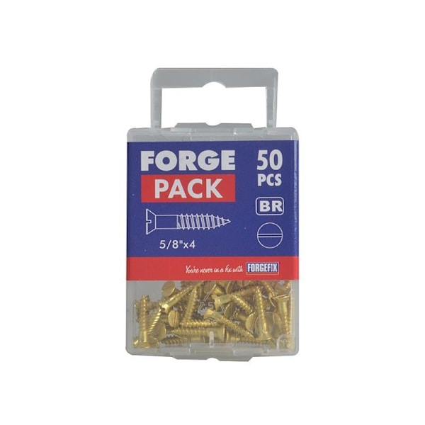Forgefix Träskruvar, Spårskruv, Försänkt, Mässing 5/8 tum x 4 ForgePack 5 Multi Colour 5/8in x 4 ForgePack 50