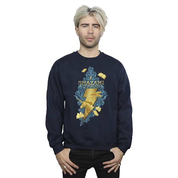 DC Comics Herr Shazam Fury Of The Gods Golden Animal Bolt Sweatshirt Navy Blue XL