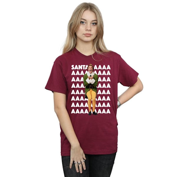 Elf Dam/Damer Buddy Santa Scream Bomull Boyfriend T-Shirt S Burgundy S