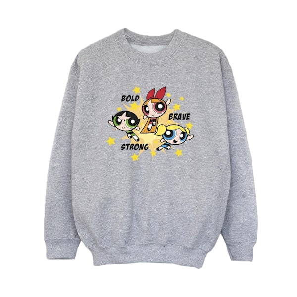 Powerpuffpinglorna Pojkar Flickor Djärva Modiga Starka Sweatshirt 12- Sports Grey 12-13 Years