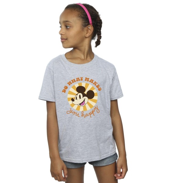 Disney Girls Mickey Mouse Do What Makes You Happy Bomull T-Shir Sports Grey 7-8 Years
