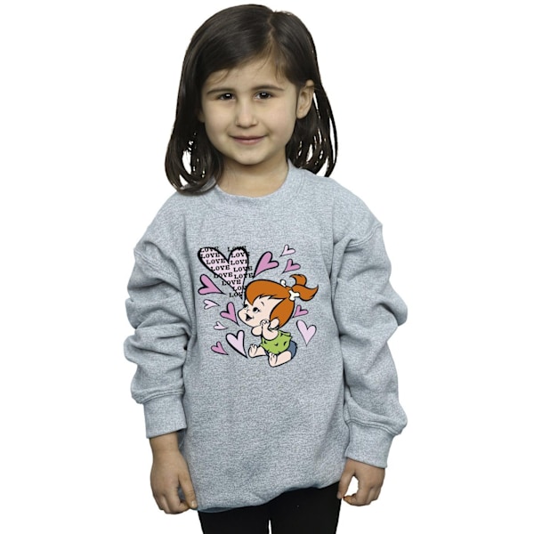 The Flintstones Girls Pebbles Love Love Love Sweatshirt 5-6 år Sports Grey 5-6 Years