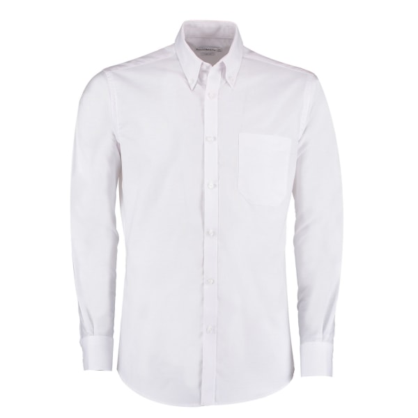 Kustom Kit Herr Oxford Slim Långärmad Skjorta 17.5in Vit White 17.5in