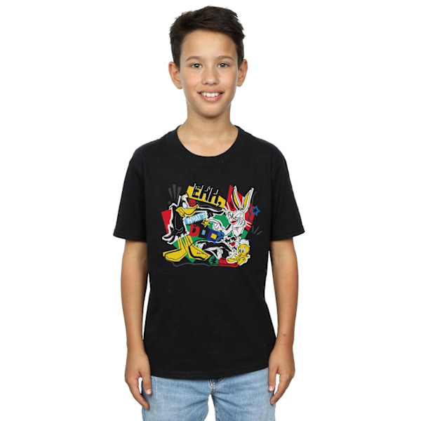 Looney Tunes Boys Scrap Collage T-Shirt 7-8 år Svart Black 7-8 Years