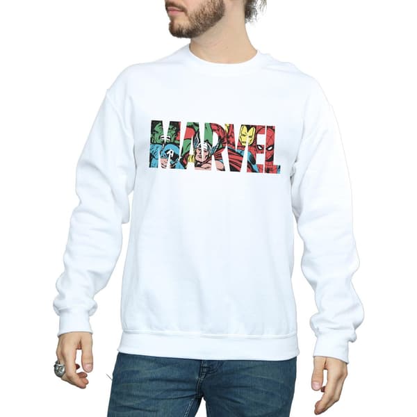 Marvel Comics Herr Infill Logo Sweatshirt M Vit White M