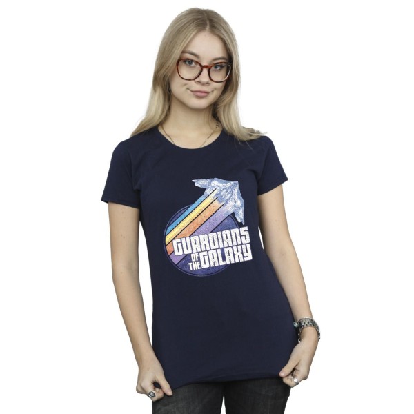 Guardians Of The Galaxy Dam/Ladies Badge Rocket Cotton T-Shi Navy Blue S