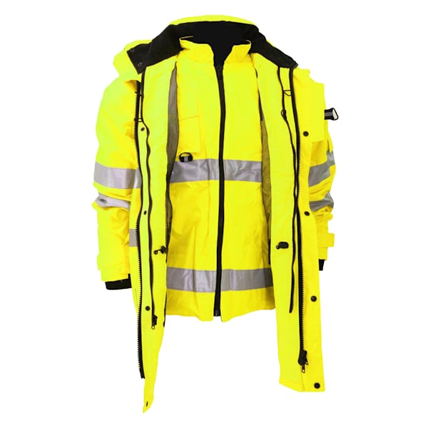 Yoko Hi Vis Multi-Funktionell Andningsbar & Vattentät 7-i-1 Jacka Hi Vis Yellow S