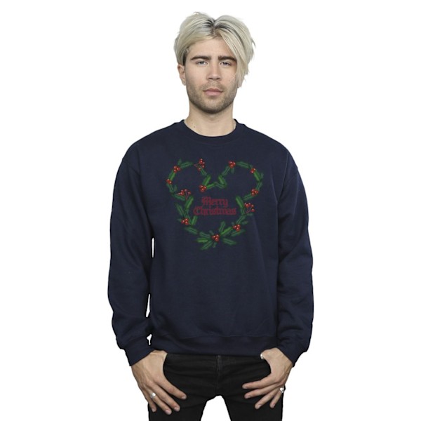 Disney Herr Mickey Mouse God Jul Holly Sweatshirt M Marinblå Navy Blue M