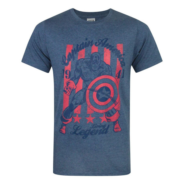 Captain America Official Mens Living Legend T-shirt M Blå Blue M