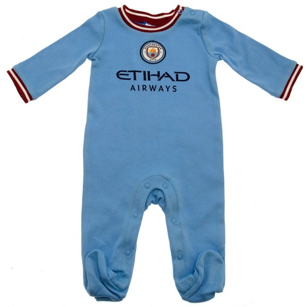 Manchester City FC Baby Crest sovdräkt 9-12 månader Himmelsblå/Re Sky Blue/Red 9-12 Months