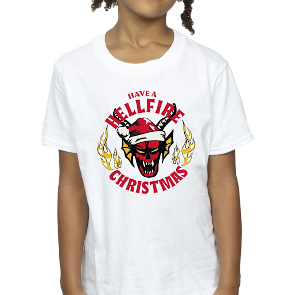 Netflix Girls Stranger Things Hellfire Jul Bomull T-shirt White 12-13 Years