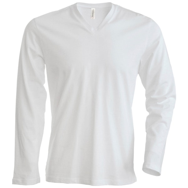 Kariban Herr Slim Fit Långärmad V-ringad T-shirt L Vit White L