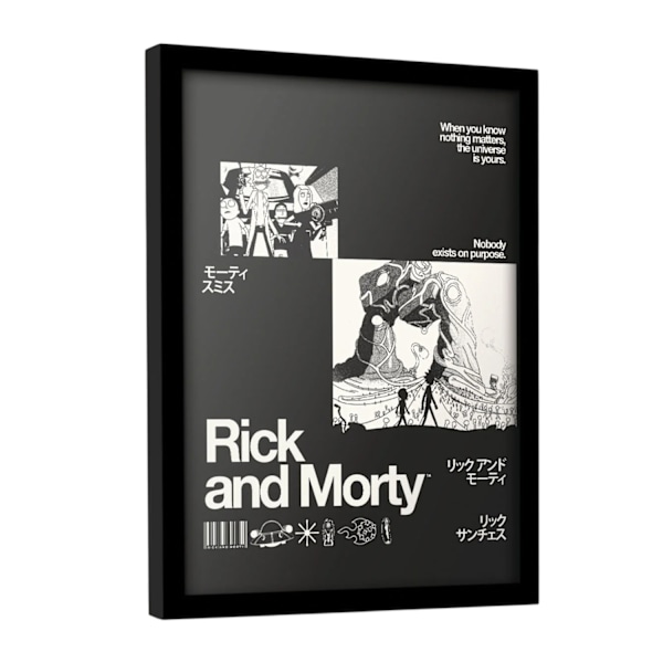 Rick And Morty Ingen Existerar Med Avsikt Inramad Tryck 40cm x 30cm Black/White 40cm x 30cm
