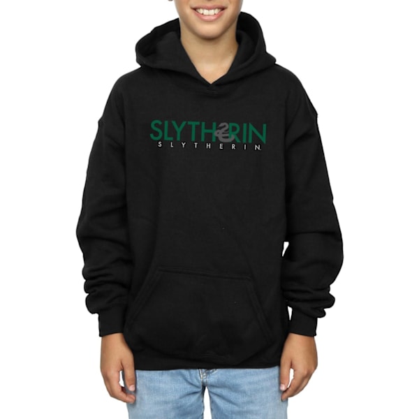 Harry Potter Boys Slytherin Text Hoodie 7-8 år Svart Black 7-8 Years