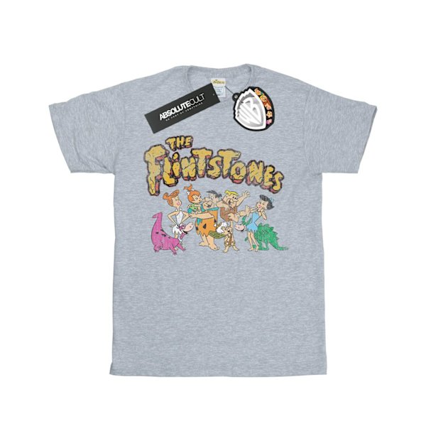 The Flintstones Girls Group Distressed Cotton T-Shirt 9-11 År Sports Grey 9-11 Years