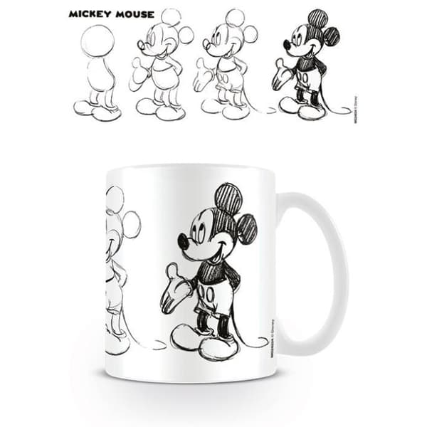 Disney Sketch Process Mickey Mouse Mugg En Storlek Vit/Svart White/Black One Size