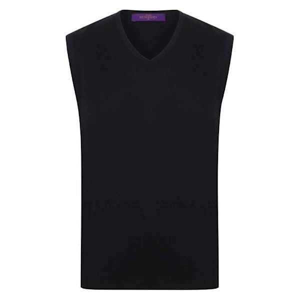 Henbury Herr Bomull Akryl V-ringad Ärmlös Sweatshirt 4XL Svart Black 4XL