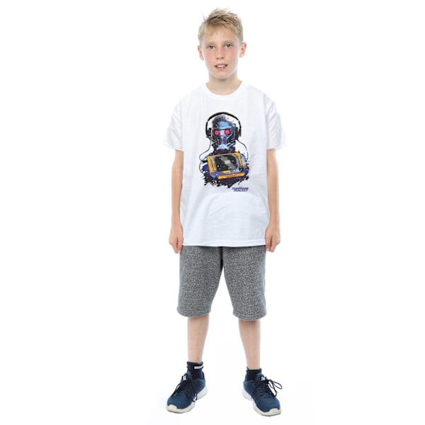 Marvel Boys Guardians Of The Galaxy Star Lord Kassett T-shirt White 9-11 Years