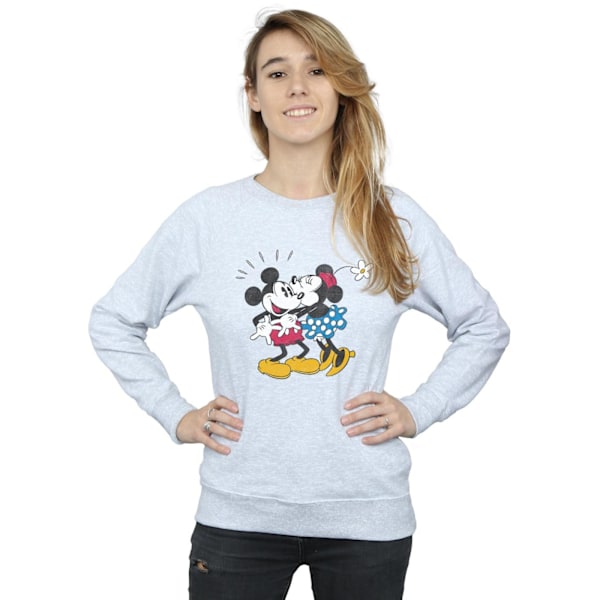 Disney Dam/Damer Mickey Mouse Mickey Och Minnie Kiss Tröjor Heather Grey L