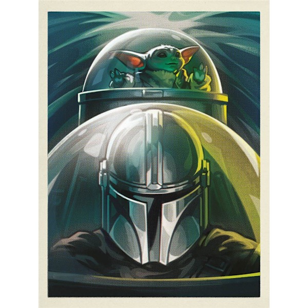 Star Wars: The Mandalorian N-1 Starfighter inramad duk Silver/Green 80cm x 60cm