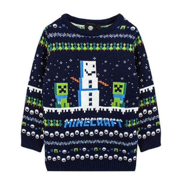 Minecraft barn/barn Snowy Knitted Christmas Jumper 11-12 Y Navy/Green/White  11-12 Years a896 | Navy/Green/White | 11-12 Years | Fyndiq
