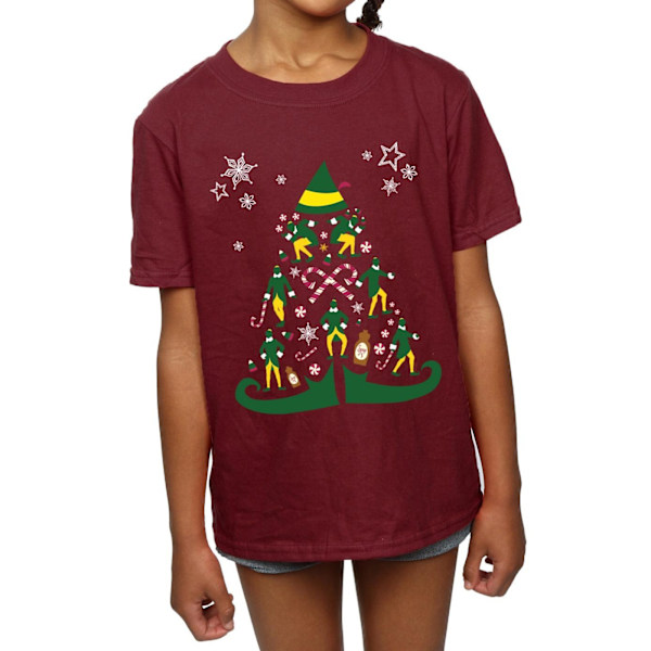 Elf Girls Julgran Bomull T-shirt 9-11 År Bourgogne Burgundy 9-11 Years