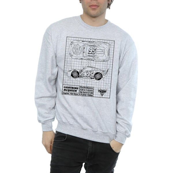 Disney Cars Lightning McQueen Blueprint Sweatshirt S Sport Sports Grey S