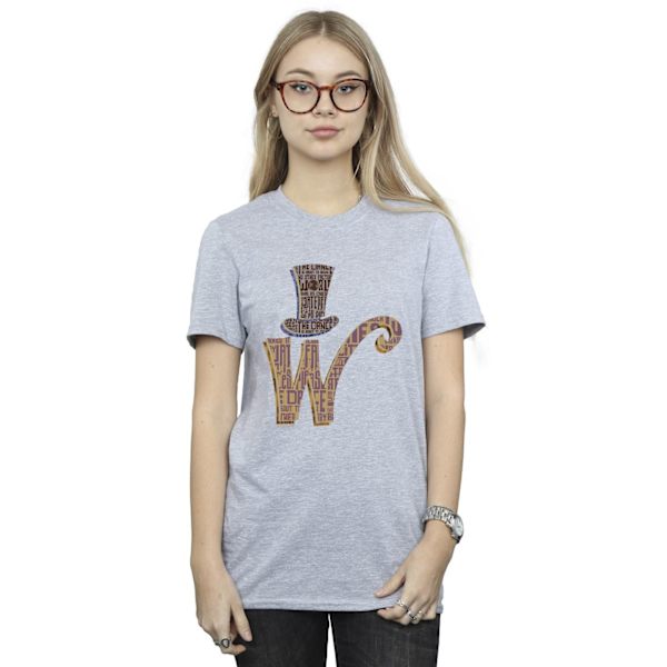Willy Wonka Dam/Damer W Logotyp Hatt Bomull Boyfriend T-Shirt S Sports Grey S