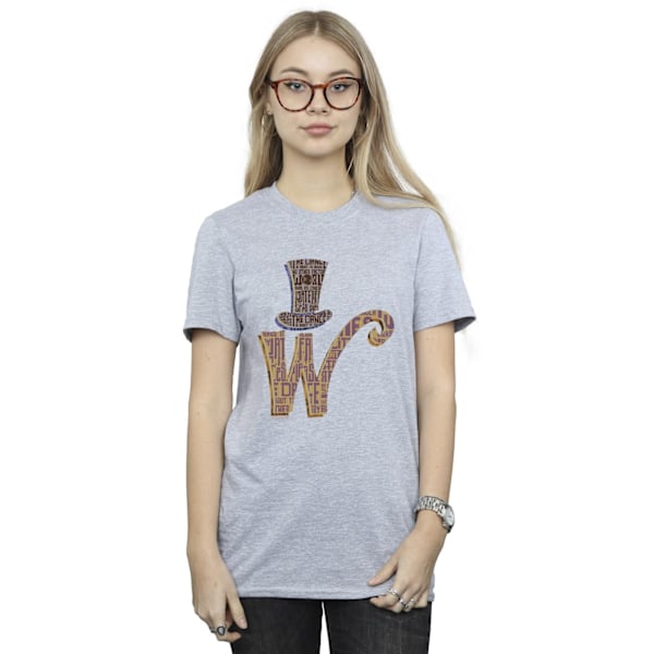 Willy Wonka Dam/Damer W Logotyp Mössa Bomull Boyfriend T-Shirt 5 Sports Grey 5XL