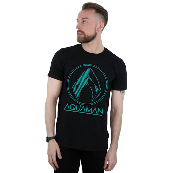 DC Comics Herr Aquaman Aqua Logo T-shirt M Svart Black M