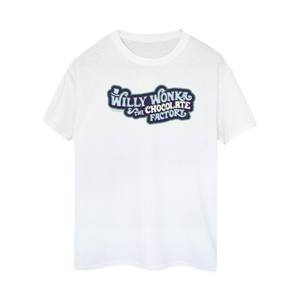 Willy Wonka Dam/Kvinnor Chokladfabrik Logotyp Bomull Boyfriend White 3XL