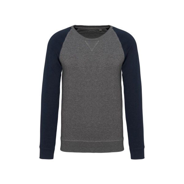 Kariban Mens Organic Two-Tone Sweatshirt 2XL Grå Ljung/Navy Grey Heather/Navy 2XL