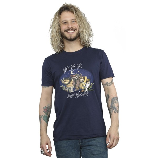 Where The Wild Things Are Mens Group Pose T-shirt 3XL Marinblå Navy Blue 3XL