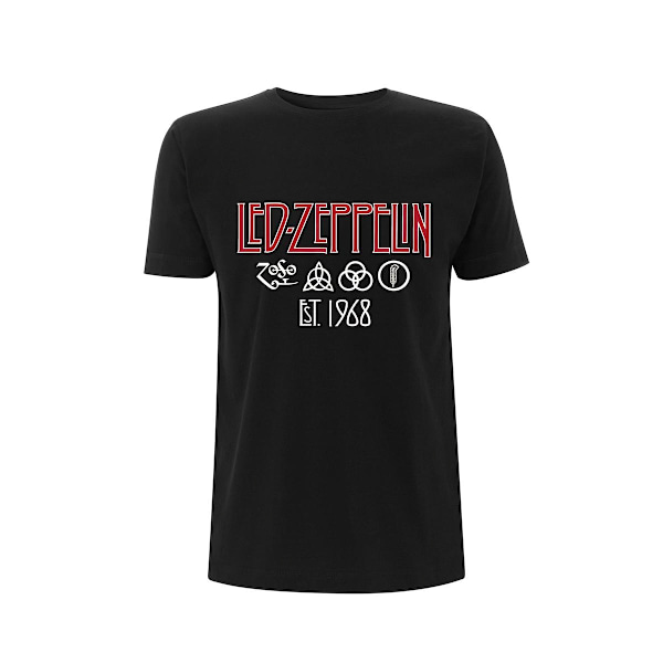 Led Zeppelin Unisex Adult Est 1968 Symbols T-Shirt L Svart Black L