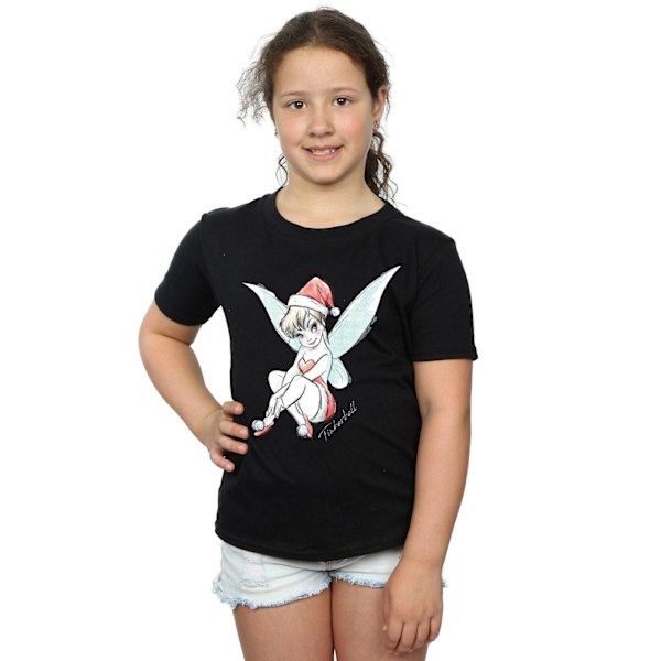 Disney Girls Tinkerbell Julfe T-shirt i bomull 5-6 år Black 5-6 Years