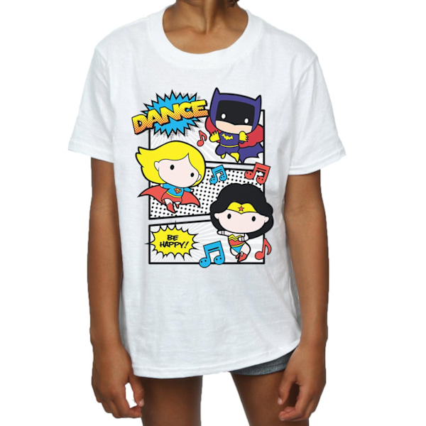 DC Comics Girls Chibi Super Friends Dance Bomull T-shirt 7-8 år White 7-8 Years