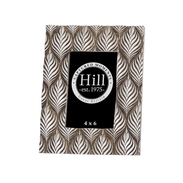 Hill Interiors Metallic Leaf Effect Design Fotoram 4 x 6 tum Silver/Black 4 x 6in