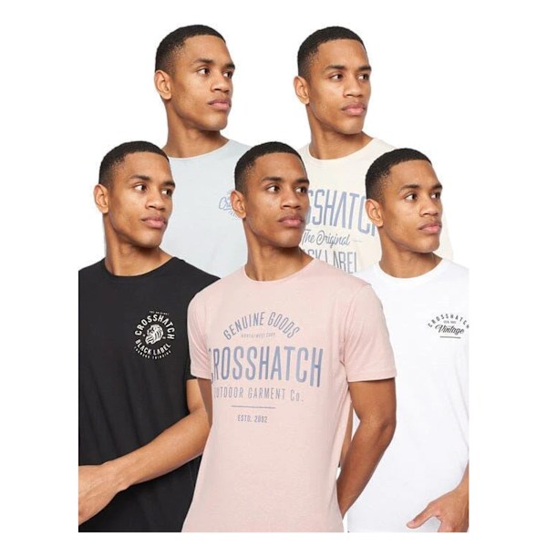 Crosshatch Herr Fermal T-shirt (5-pack) L Flerfärgad Multicoloured L
