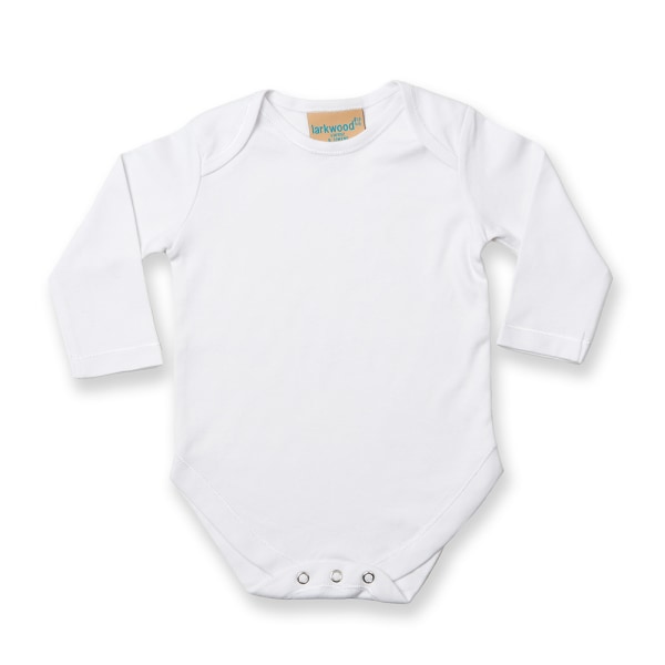 Larkwood Baby Unisex långärmad baby body 6-12 vit White 6-12