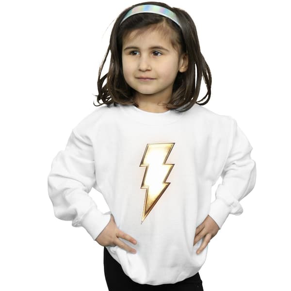 DC Comics Flickor Shazam Blixt Logotyp Tröja 5-6 År Vit White 5-6 Years