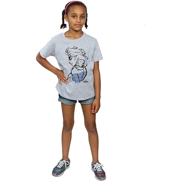 Frozen Elsa Sketch T-shirt för flickor 7-8 år Sports Grey Sports Grey 7-8 Years