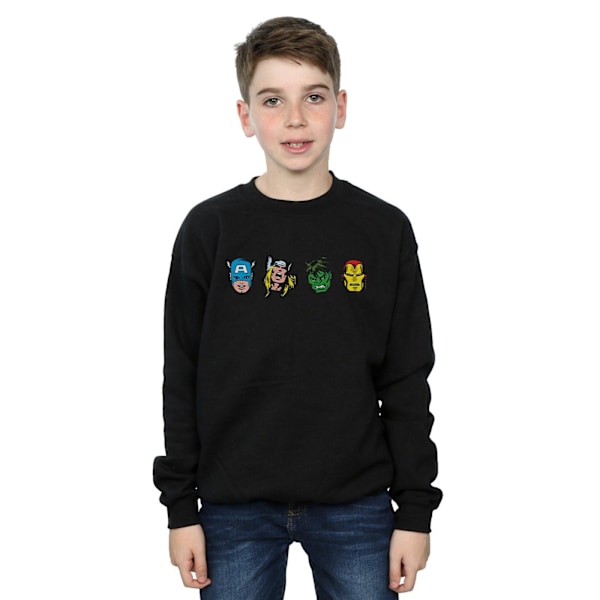 Marvel Boys Avengers Comic Heads Sweatshirt 9-11 år Svart Black 9-11 Years