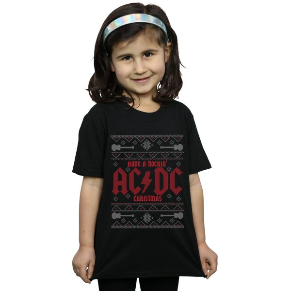 ACDC Girls Have A Rockin Christmas T-shirt i bomull 5-6 år Bla Black 5-6 Years