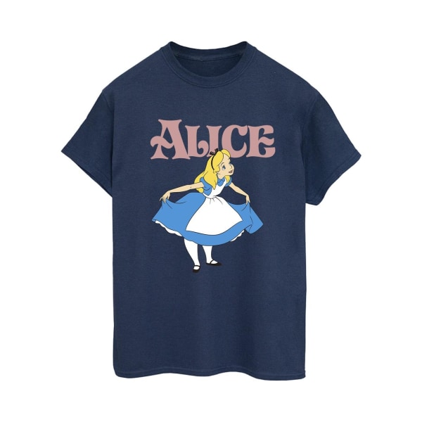 Disney Womens/Ladies Alice In Wonderland Take A Bow Cotton Boyf Navy Blue 3XL