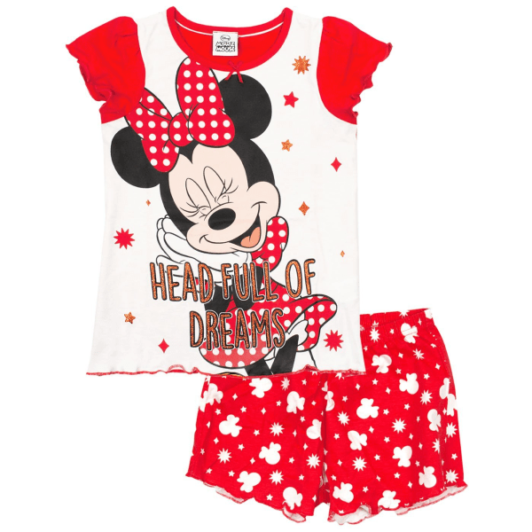 Minnie Mouse Girls Head Full Of Dreams Kort Pyjamas Set 2-3 Ja Red/White 2-3 Years