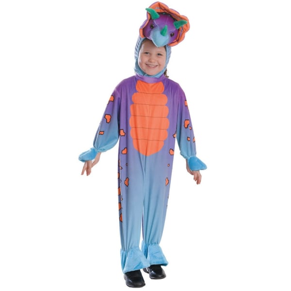 Bristol Novelty Childs/Kids Triceratops Allt-i-ett kostym Smal Purple/Blue/Orange Small