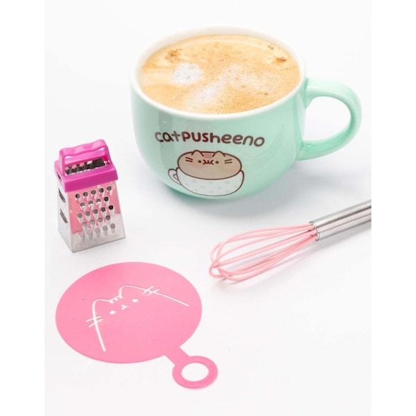 Pusheen Catpusheeno Mugg och Schablon Set En Storlek Turkos/Rosa Turquoise/Pink One Size
